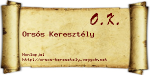 Orsós Keresztély névjegykártya