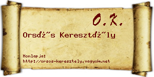 Orsós Keresztély névjegykártya
